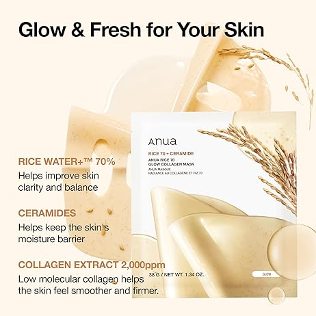 Anua - Rice 70 Glow Collagen Mask, overnight Face Mask