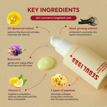 Ksecret – SEOUL 1988 Serum: Sjónhimnu lípósóm 2% + Svartur ginseng